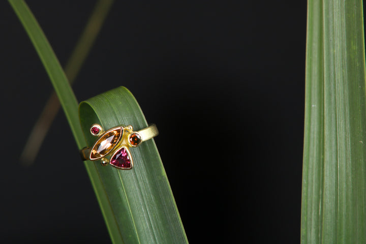 Mixed Gemstone and Topaz Ring (B348)