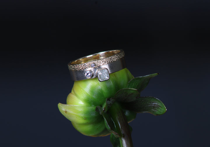 Mixed Metal and Diamond Ring (B123)