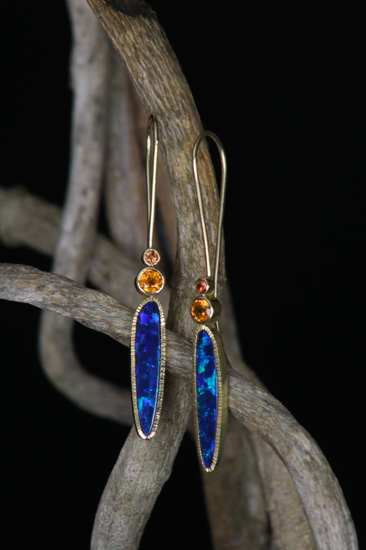 Australian Opal and Sapphire Earrings (B364)