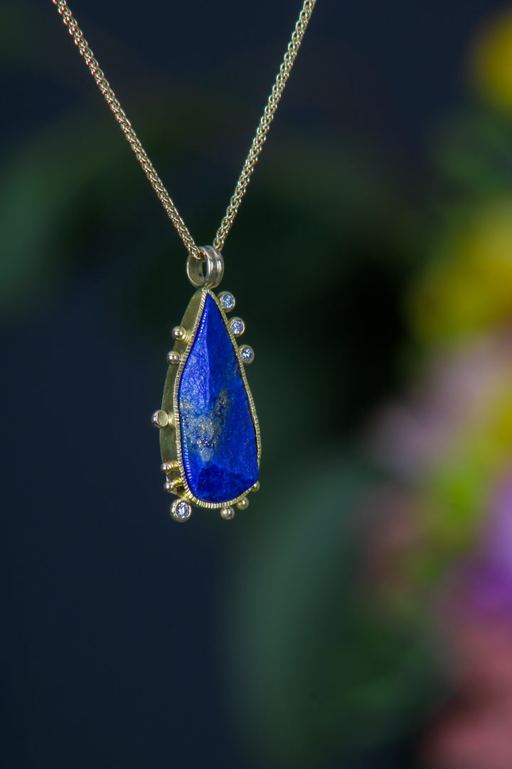 Lapis and Diamond Pendant (B288)