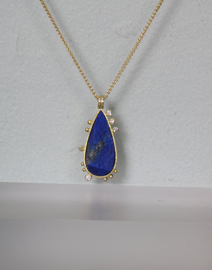 Lapis and Diamond Pendant (B288)