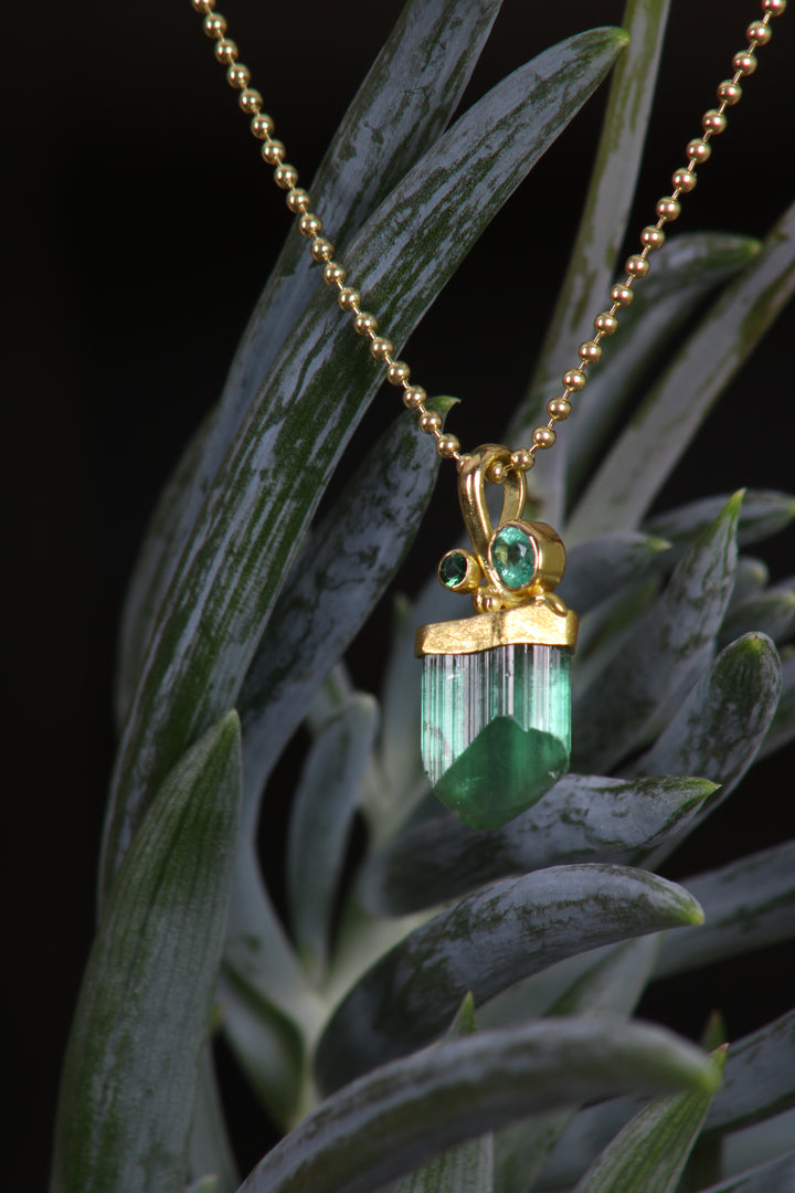 Natural/Raw Green Tourmaline Pendant (B407)