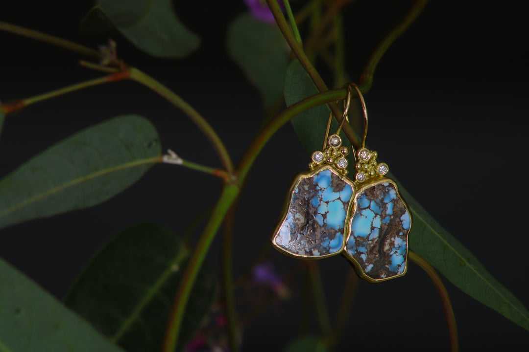 Turquoise and Diamond Earrings (B304)