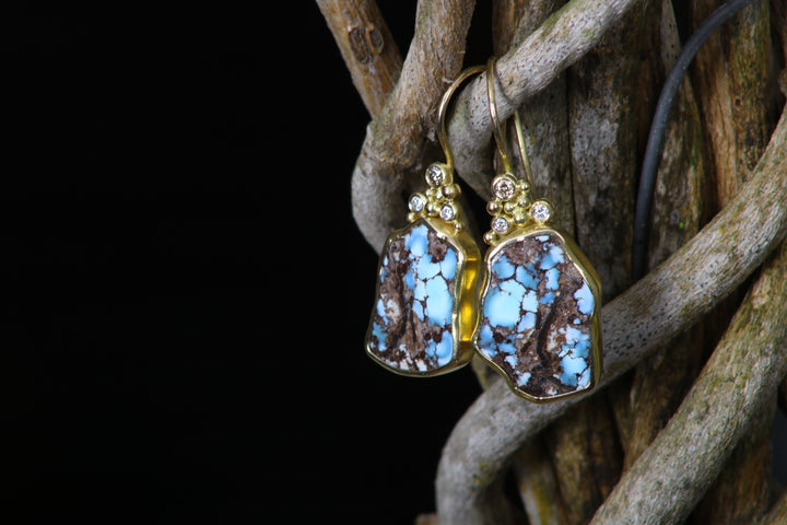 Turquoise and Diamond Earrings (B304)