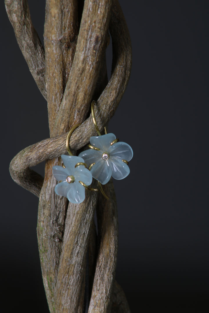 Aquamarine Flower Earrings (B306)