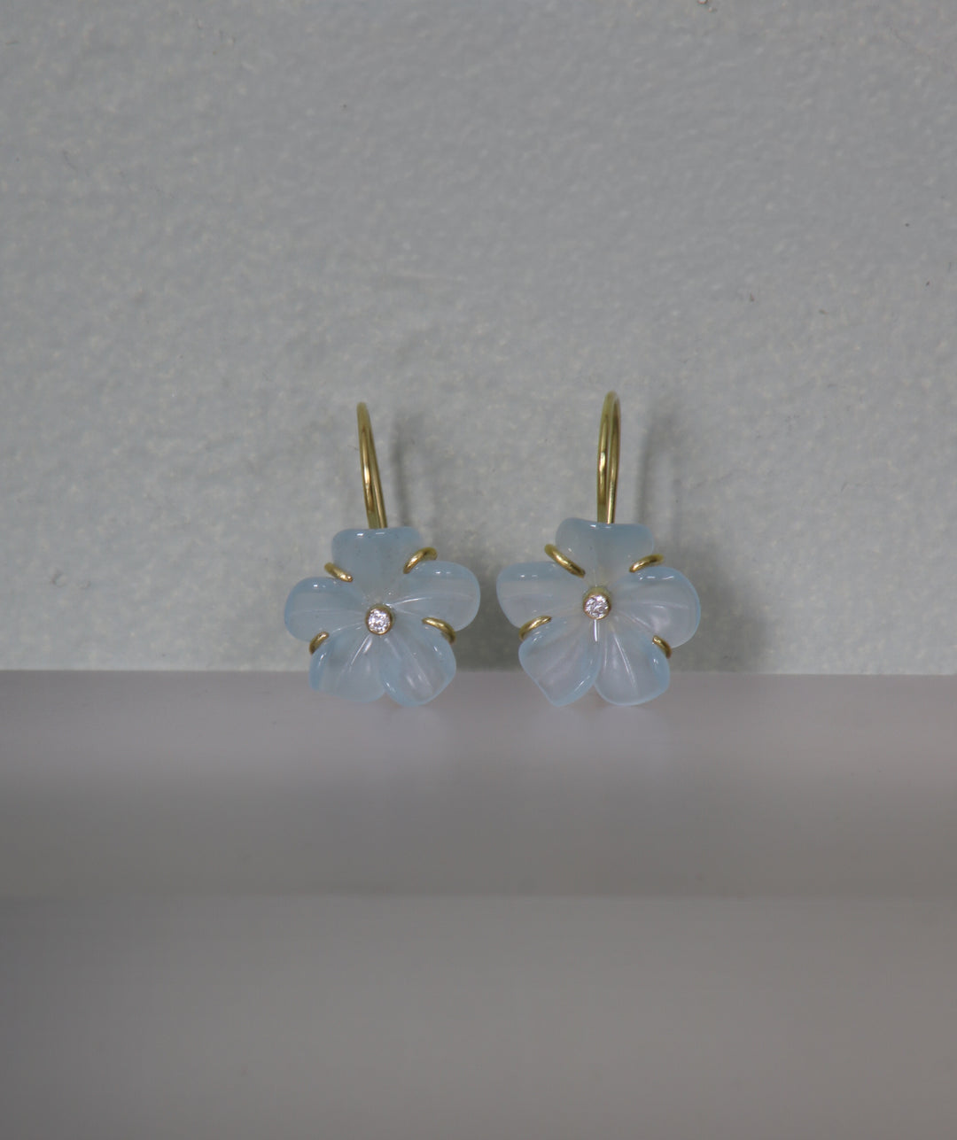 Aquamarine Flower Earrings (B306)