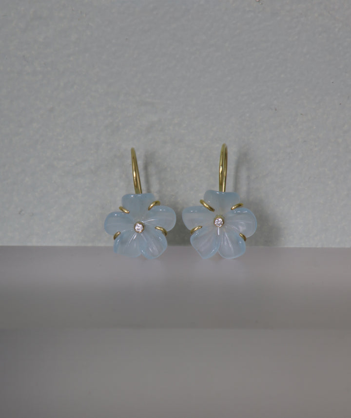 Aquamarine Flower Earrings (B306)