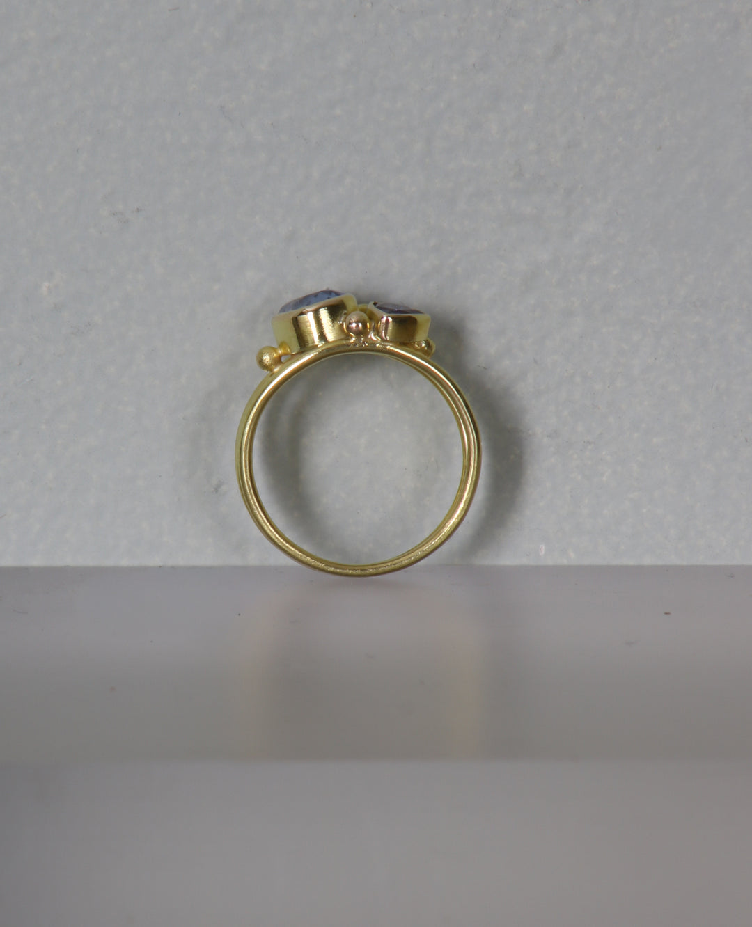 Mixed Sapphire, Multi-Band Gold Ring (B307)