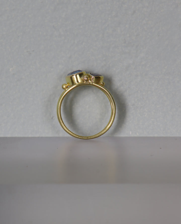 Mixed Sapphire, Multi-Band Gold Ring (B307)