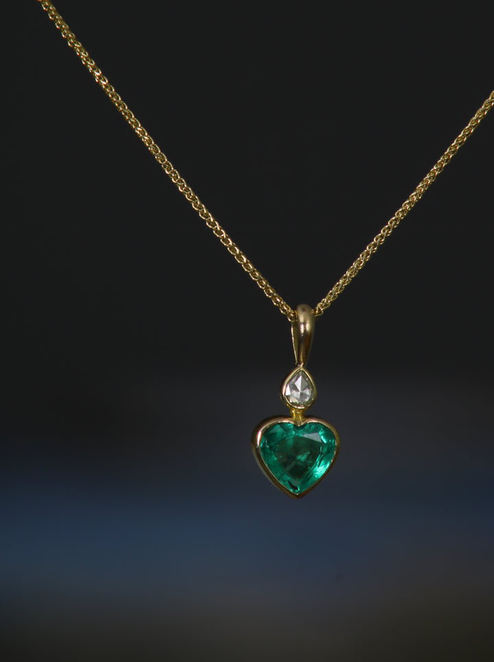 Emerald Heart and Diamond Pendant (B309)