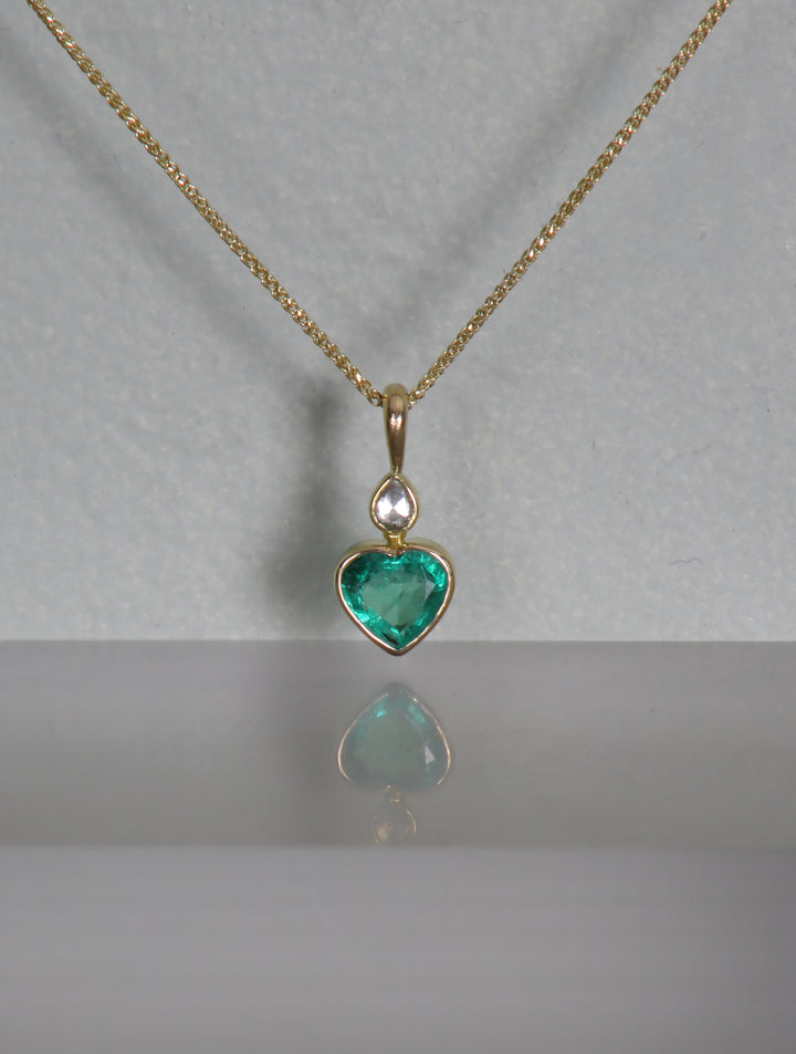 Emerald Heart and Diamond Pendant (B309)