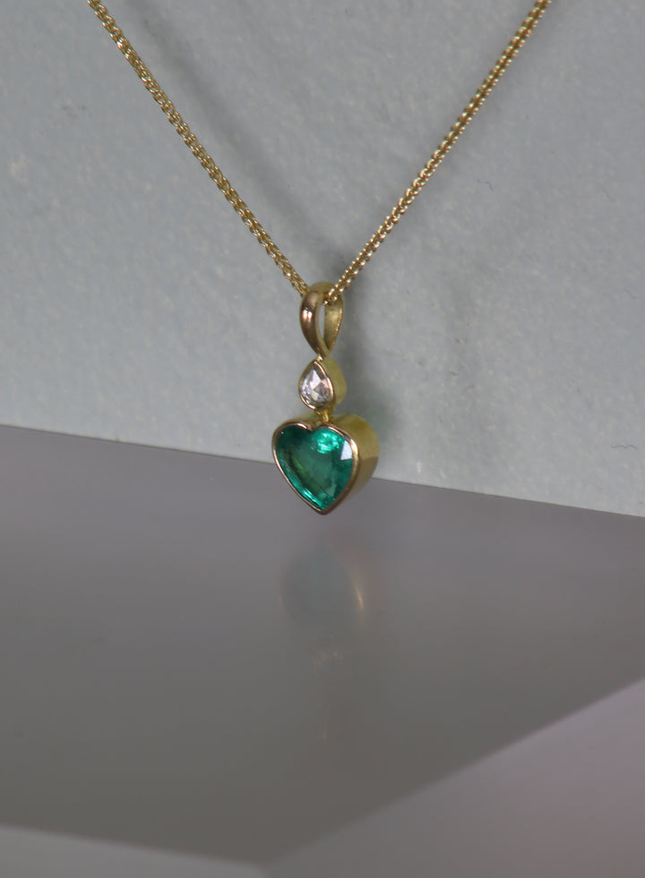 Emerald Heart and Diamond Pendant (B309)