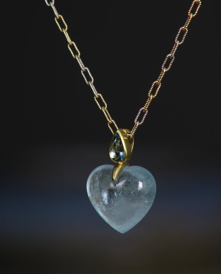 Heart and Marquise Cut Aquamarine Pendant (B311)