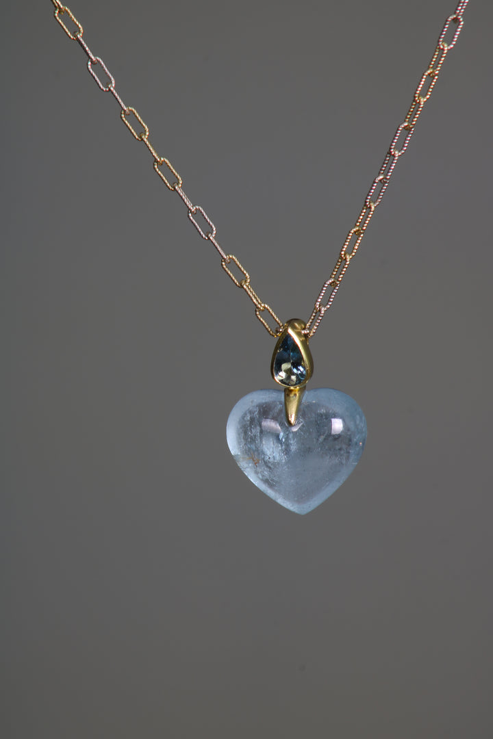 Heart and Marquise Cut Aquamarine Pendant (B311)