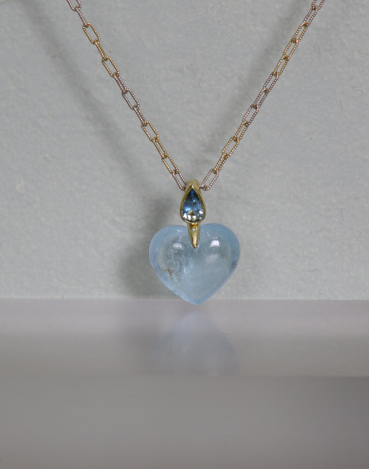 Heart and Marquise Cut Aquamarine Pendant (B311)