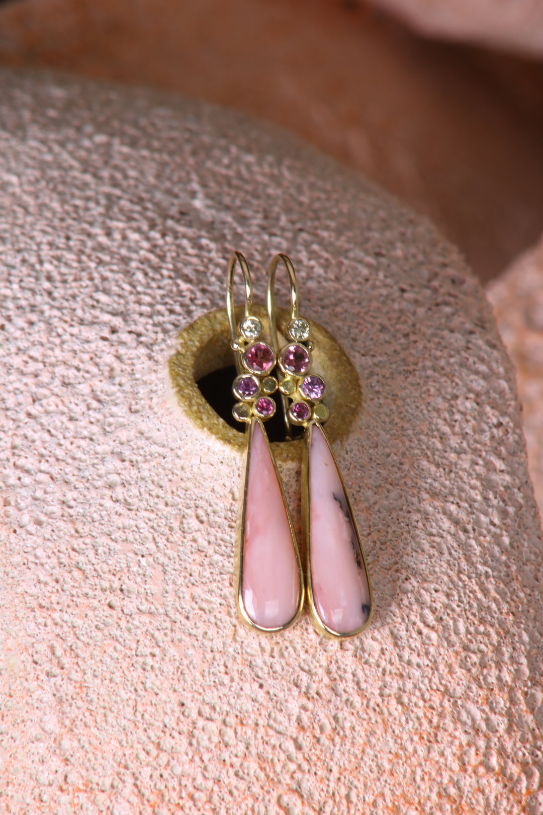 Pink Opal Drop Earrings (B315)