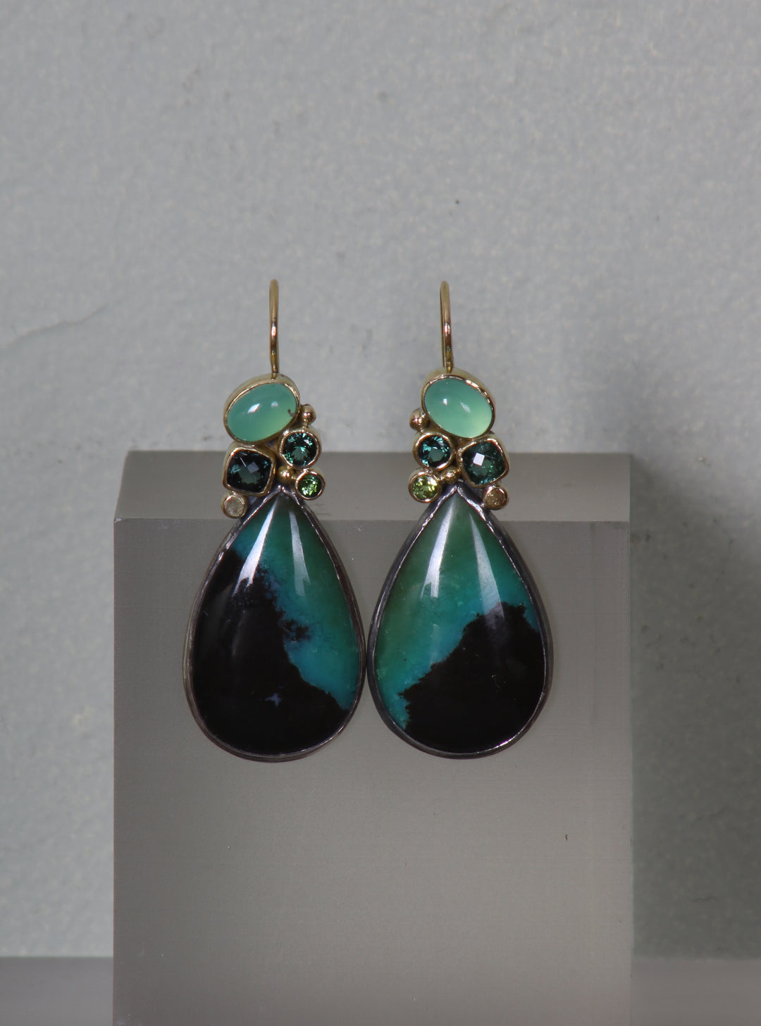 Chrysocolla and Tourmaline Earrings (B316)