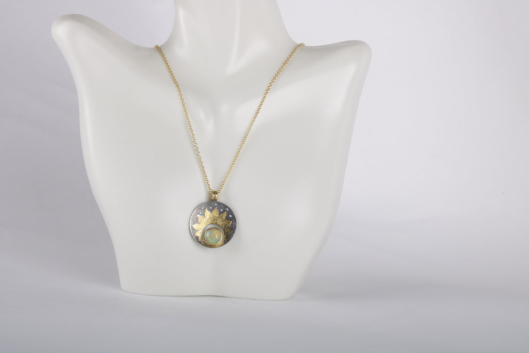 Opal and Sun Pendant 06179 - Ormachea Jewelry