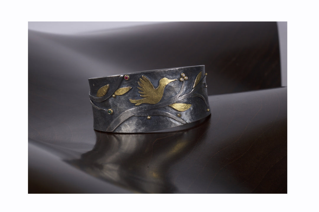 Mixed Metal Bird Bracelet 05172 - Ormachea Jewelry