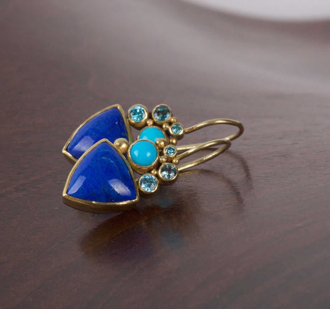 Lapis and Mixed Gem Earrings 05490 - Ormachea Jewelry