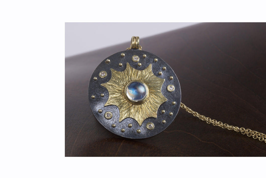 Moonstone Disk Pendant 05506 - Ormachea Jewelry