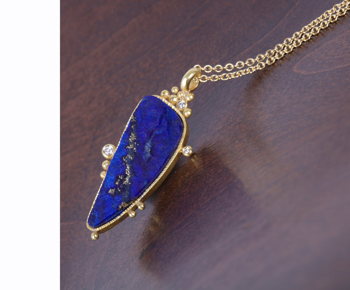 Lapis Freeform Necklace 05636 - Ormachea Jewelry