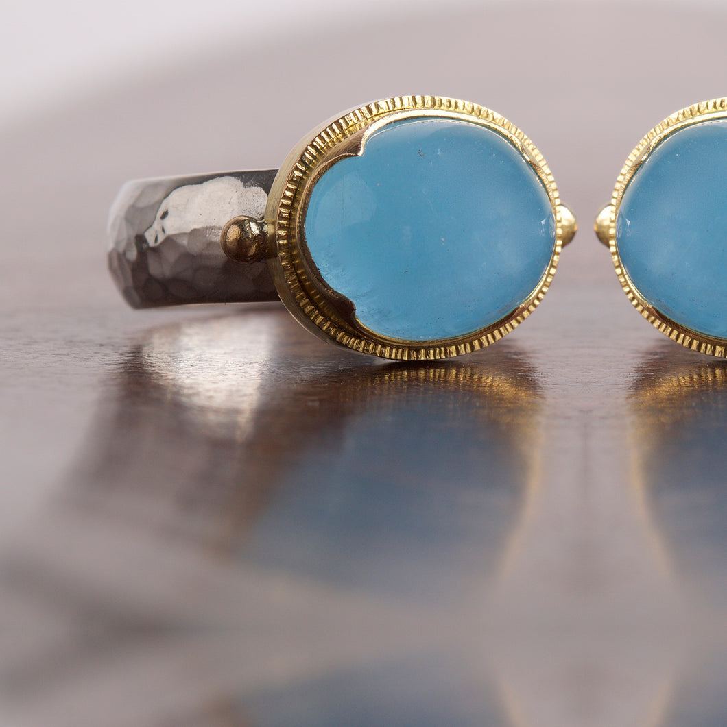 Aquamarine Mixed Metal Ring 05862 - Ormachea Jewelry