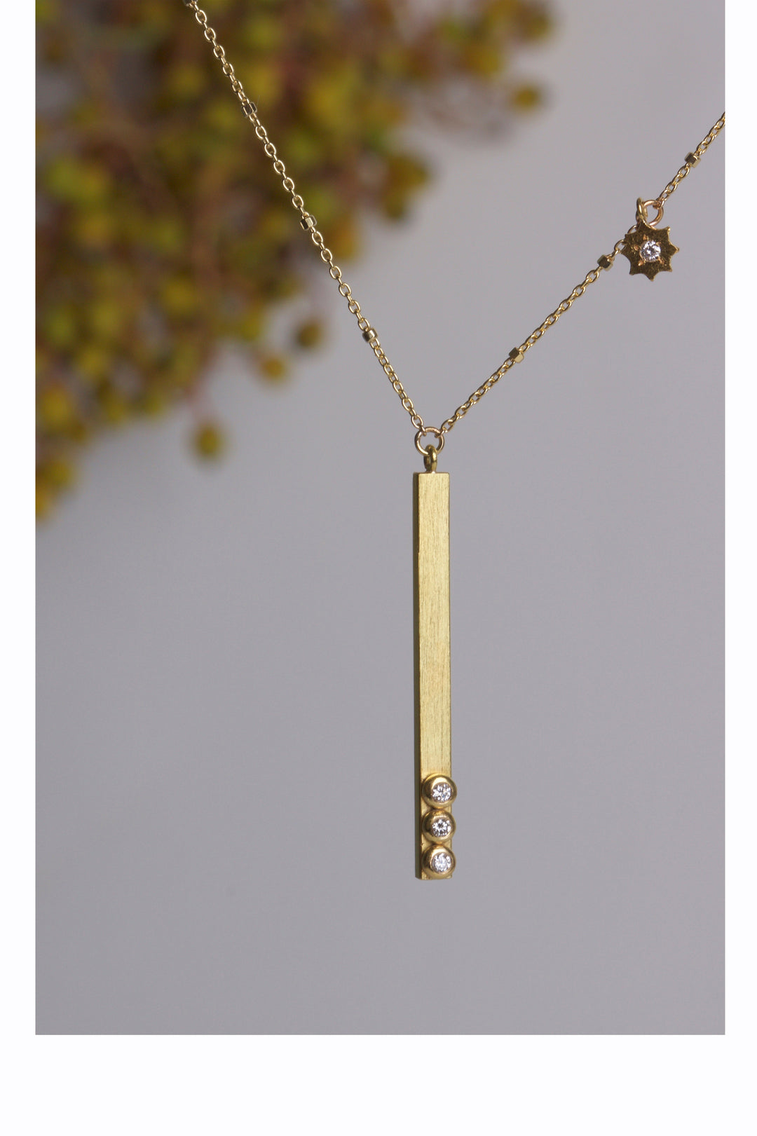 Gold bar and Charm Necklace 06069 - Ormachea Jewelry