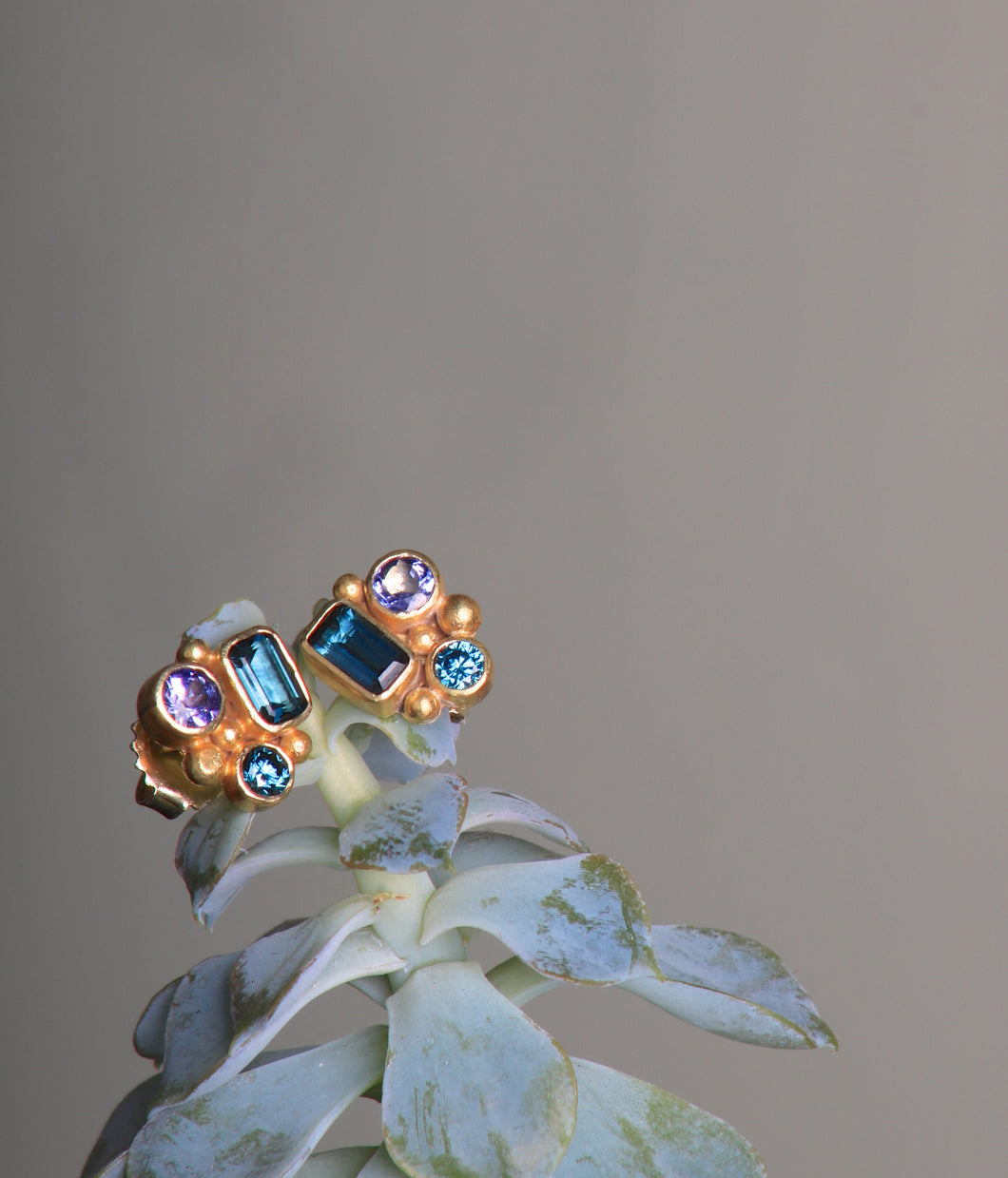 Clustered Gemstone Studs 07715 - Ormachea Jewelry