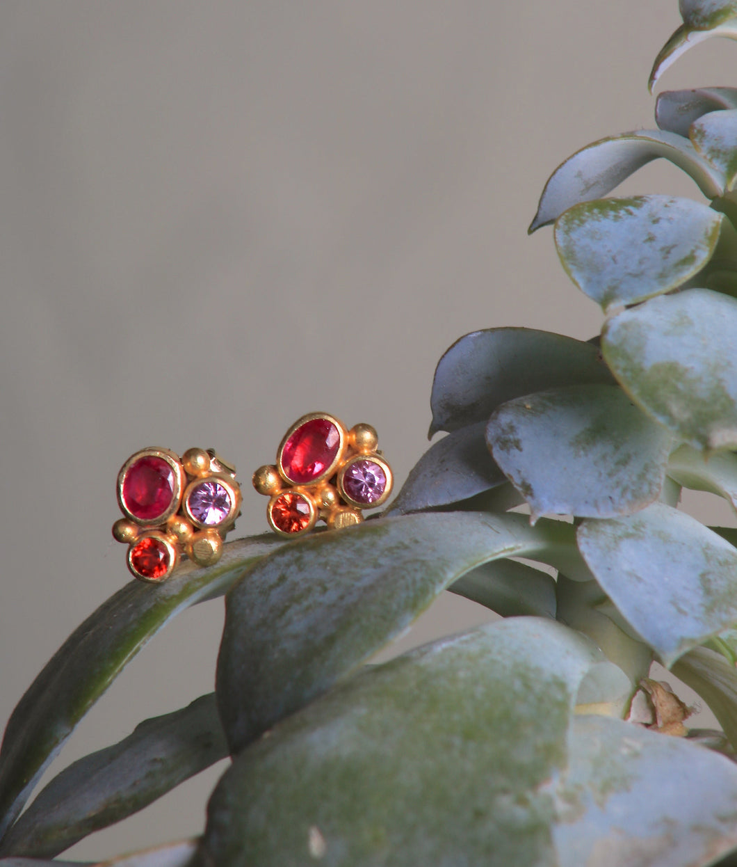 Clustered Gemstone Studs 07716 - Ormachea Jewelry