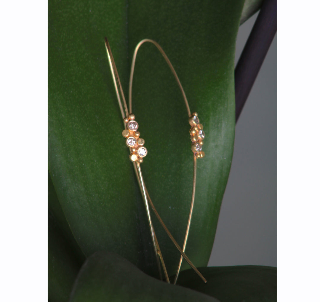Diamond and Gold Wire Earrings 07742 - Ormachea Jewelry