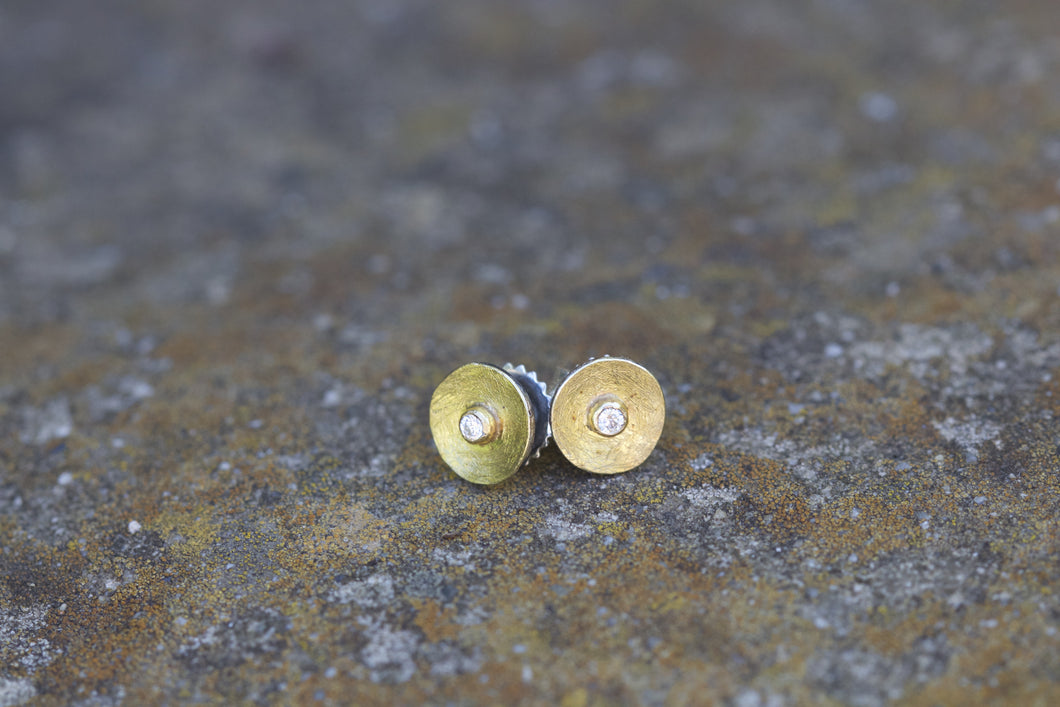 Mixed Metal and Diamond Studs 05354 - Ormachea Jewelry