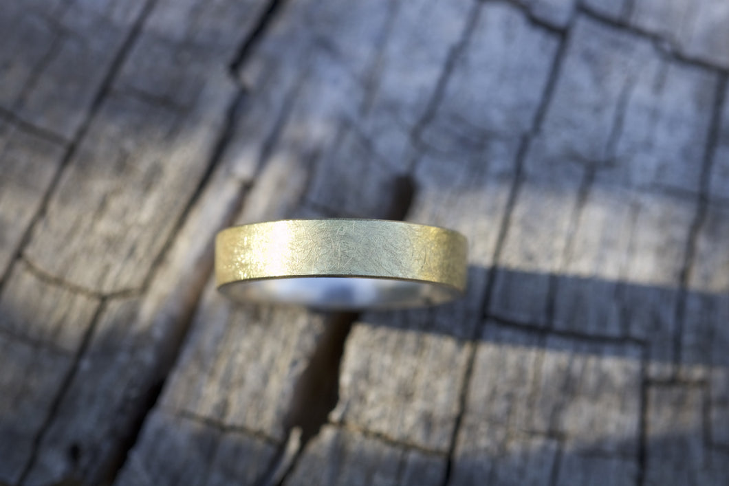 Scratched Gold Wedding Band 06818 - Ormachea Jewelry