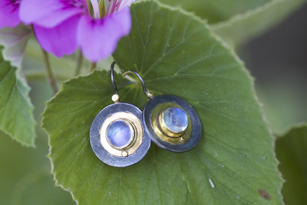 Moonstone and Mixed Metal Earrings 05351 - Ormachea Jewelry