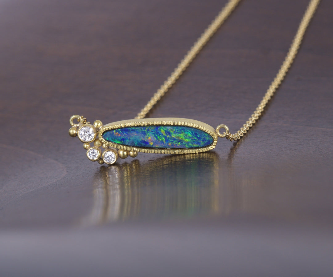 Opal and Diamond Necklace 05544 - Ormachea Jewelry