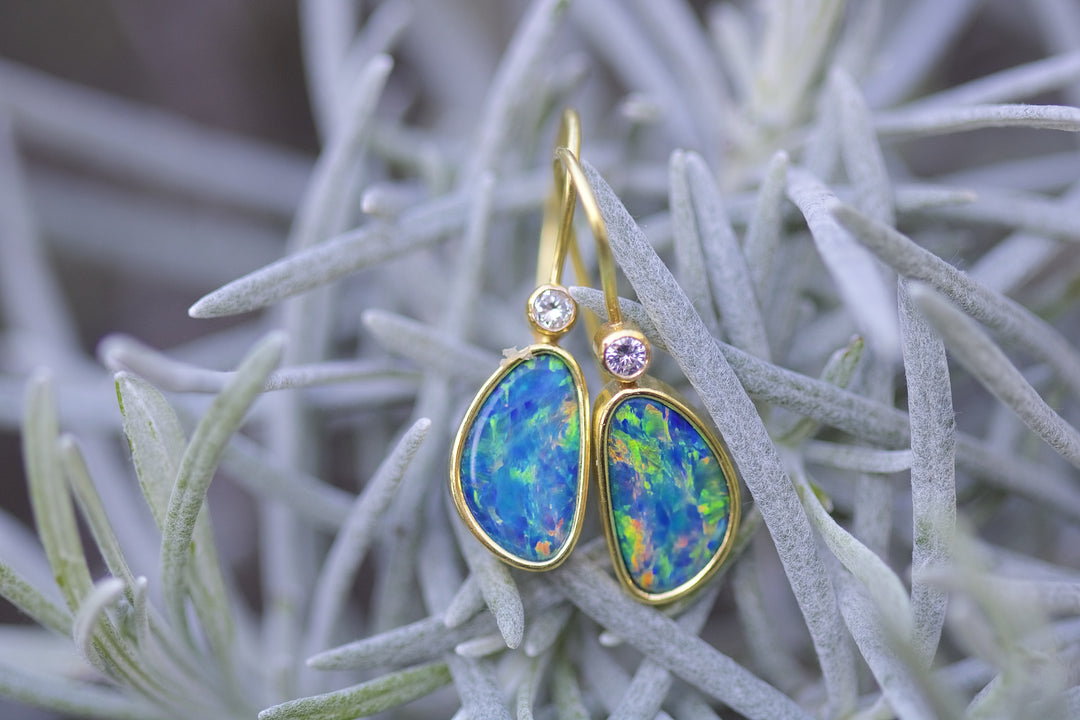 Opal and Diamond Earrings 05819 - Ormachea Jewelry