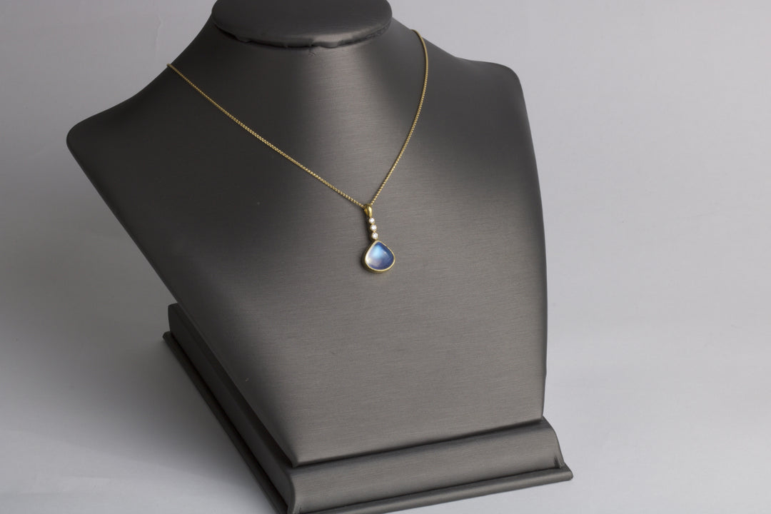 Moonstone and Diamond Pendant 05916 - Ormachea Jewelry