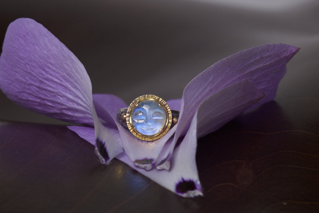 Moonface Moonstone Ring 04821 - Ormachea Jewelry
