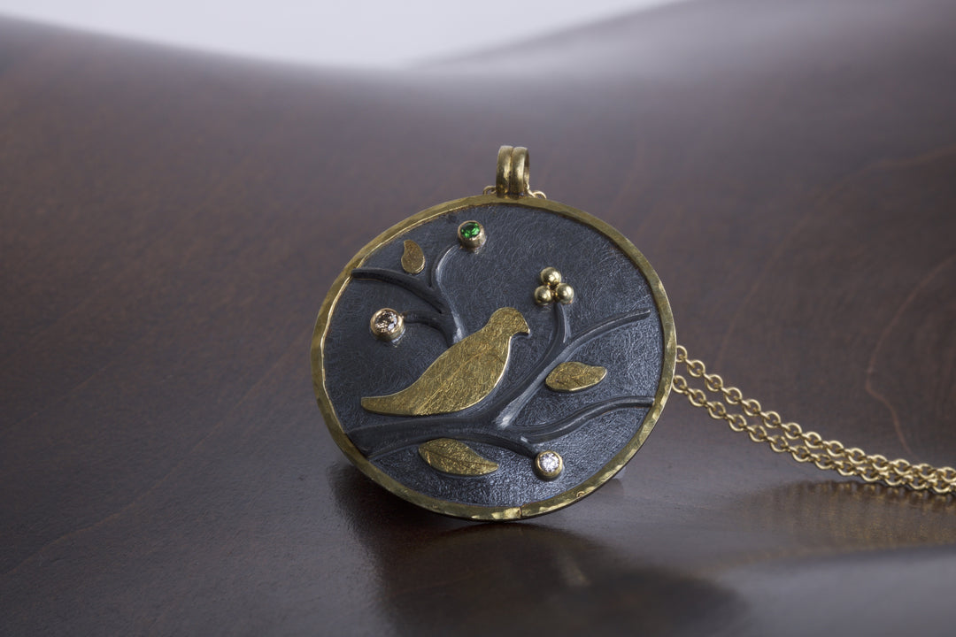 Bird Disk Pendant 05504 - Ormachea Jewelry