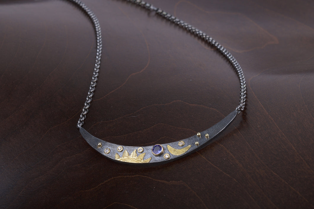 Sapphire Sliver Necklace 05502 - Ormachea Jewelry