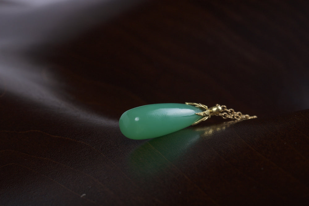 Chrysoprase Drop Necklace 05039 - Ormachea Jewelry