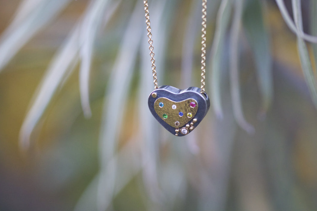 Silver and Gold Heart Pendant 05871 - Ormachea Jewelry