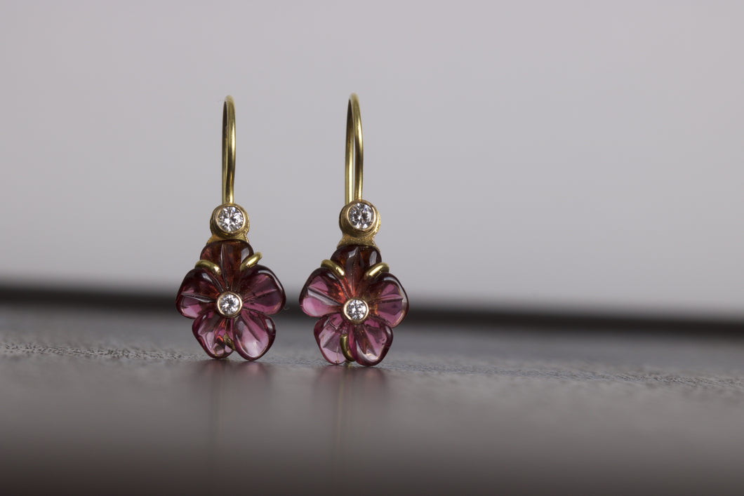 Tourmaline Flower Cut Earrings 05753 - Ormachea Jewelry