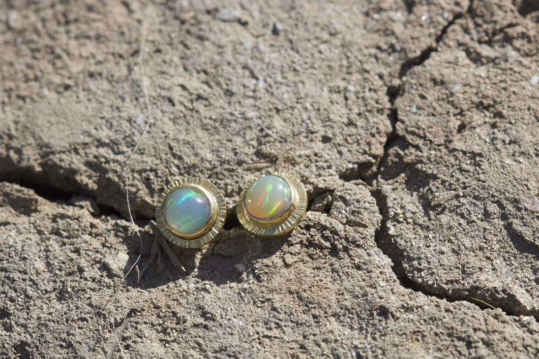 Ethiopian Opal Stud Earrings 05352 - Ormachea Jewelry