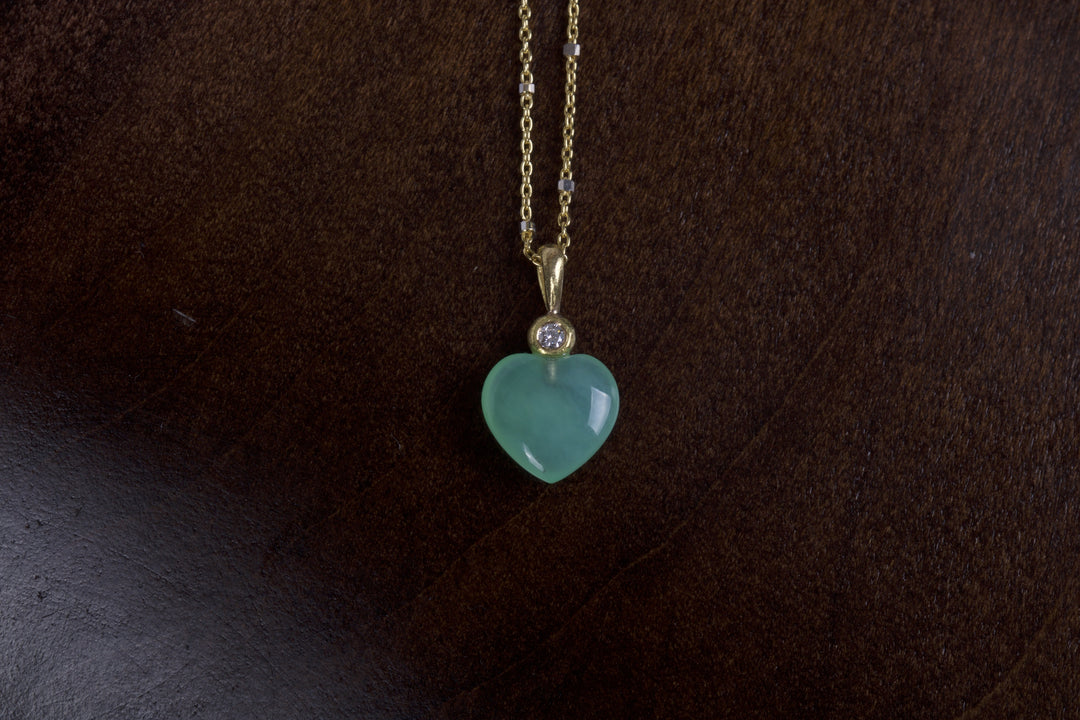 Chrysoprase Heart Necklace 04947 - Ormachea Jewelry