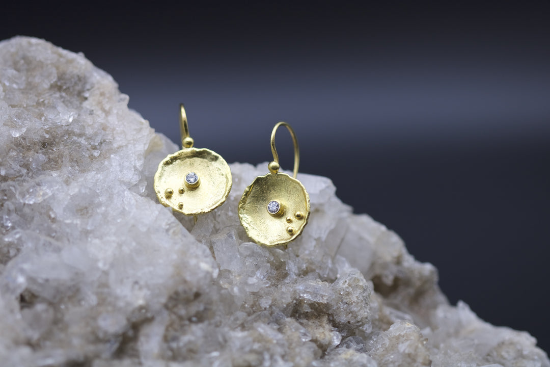Gold Dish Earrings 06685 - Ormachea Jewelry