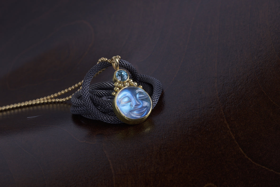 Zircon and Moonstone Moonface 04951 - Ormachea Jewelry