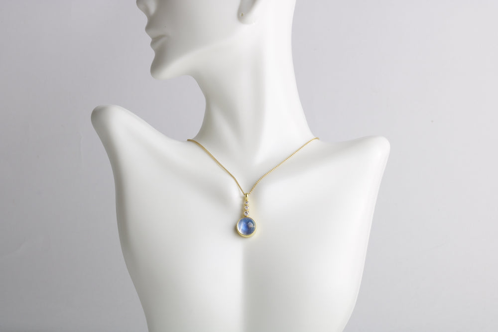 Moonstone and Diamond Pendant 06055 - Ormachea Jewelry