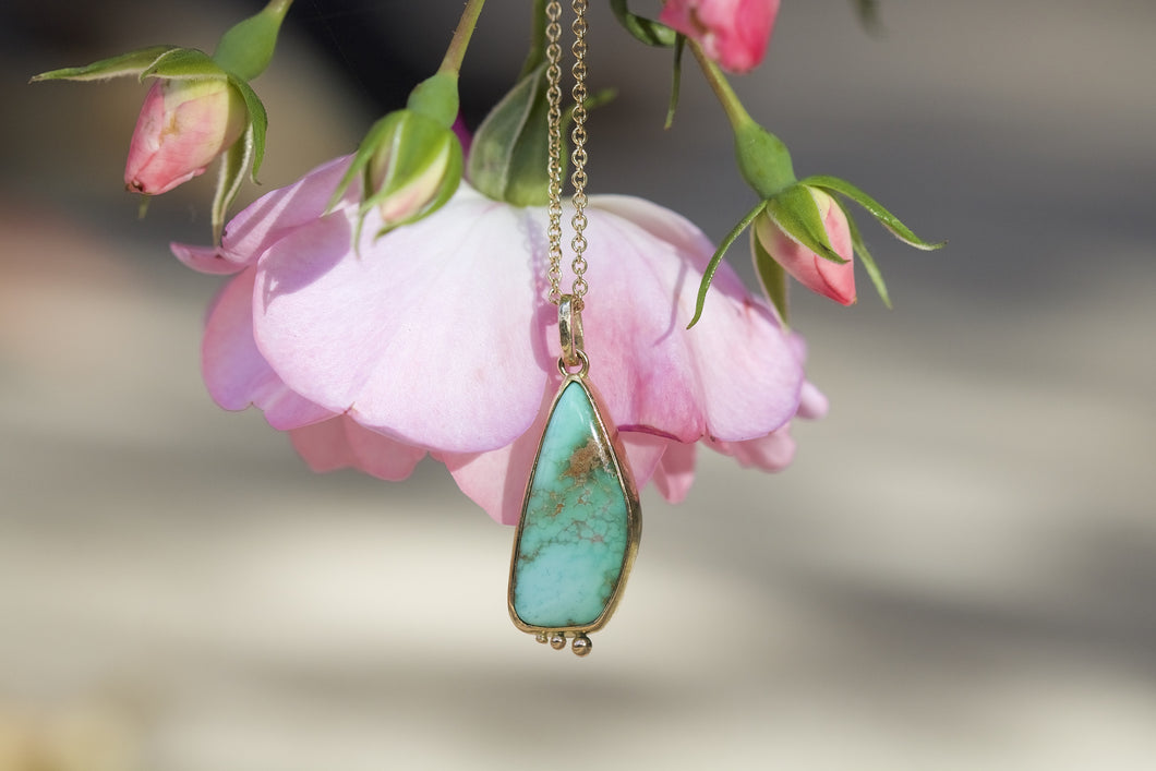 Turquoise and Gold Pendant 05436 - Ormachea Jewelry