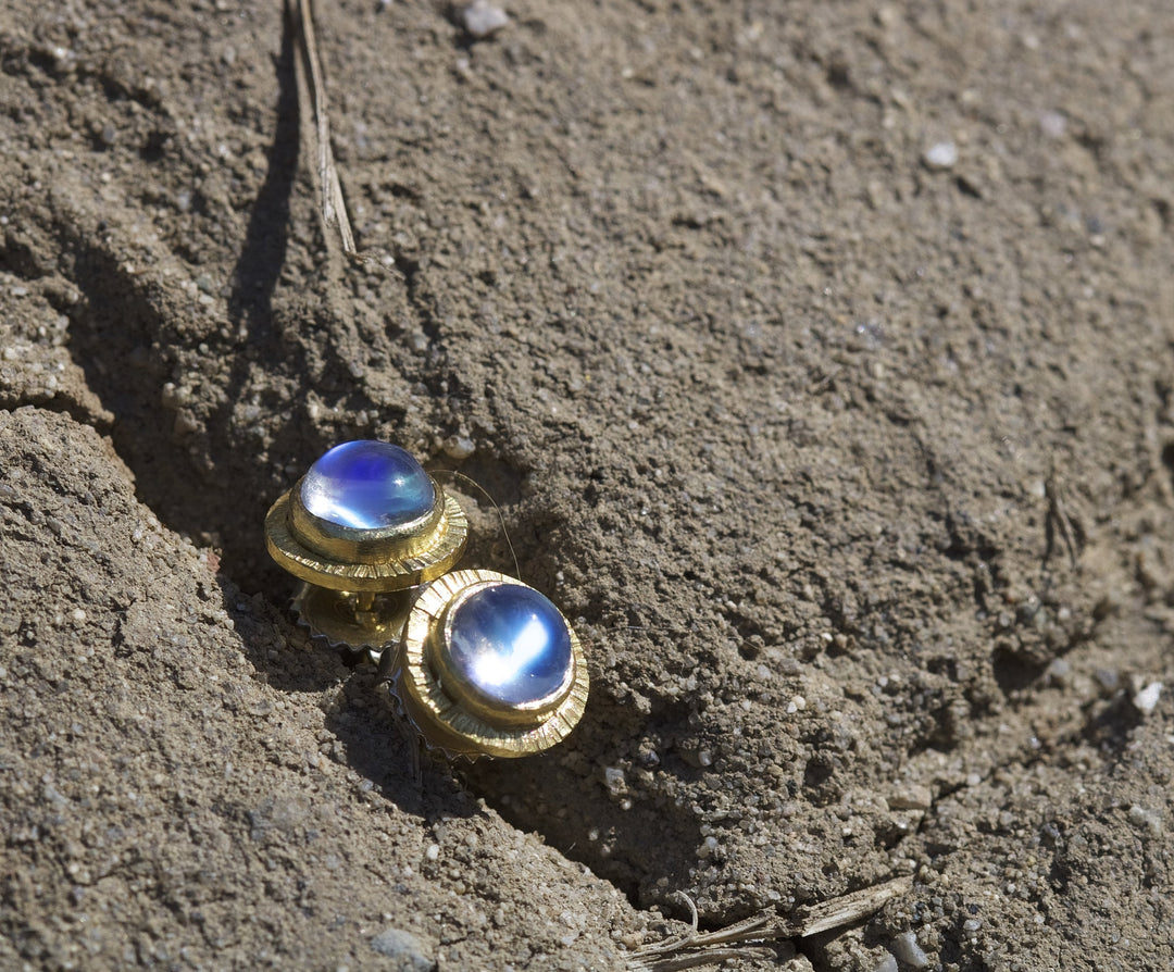 Moonstone Stud Earrings 05353 - Ormachea Jewelry